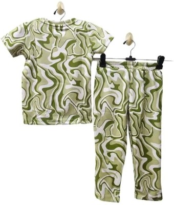 ROBLWINGS Boys Casual T-shirt Trouser(Green)