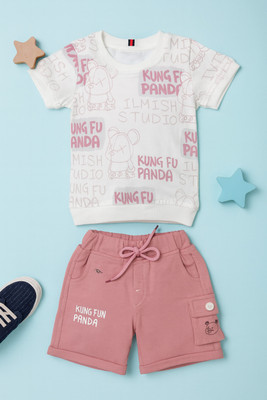 karnika Baby Boys Casual T-shirt Shorts(White)