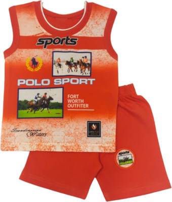 FASHION GRAB Baby Boys & Baby Girls Casual T-shirt Shorts(RED)