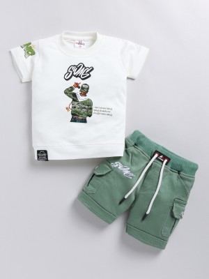 Boys Squad Boys Party(Festive) T-shirt Shorts(White)