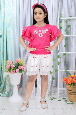 Hipposippo Baby Girls Party(Festive) Top Pant(PINK, WHITE)