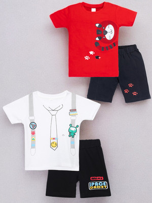 Guti Boys Casual T-shirt Shorts(Red&White)