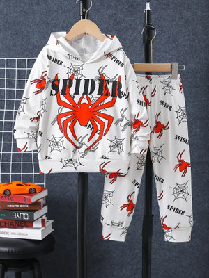 SKYHEAVEN Boys & Girls Spiderman Casual Track Suit Jegging(white)