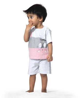 Ariel Baby Girls Casual T-shirt Shorts(White)