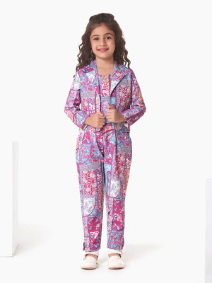 PERONICA FASHION Girls Party(Festive) Jacket Top, Trouser(RANI)