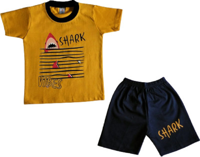 SANWARIA CLUB Boys Casual T-shirt Shorts(Yellow)
