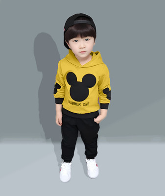 HIKUNJ Boys Casual T-shirt Track Pants(Yellow)