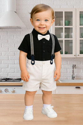 KRIYU CREATION Boys Party(Festive) Shirt Shorts(BLACK)