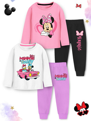 DISNEY BY MISS & CHIEF Girls Casual T-shirt Pyjama(Pink, White)
