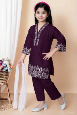 SSS ENTERPRISE Girls Party(Festive) Dress Pyjama(Purple)