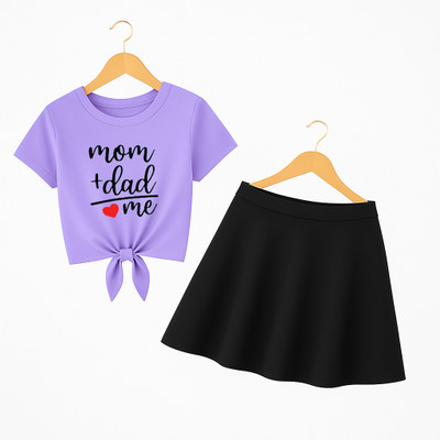 Shree shyam enterprises Girls Party(Festive) Top Skirt(Purple and Black)
