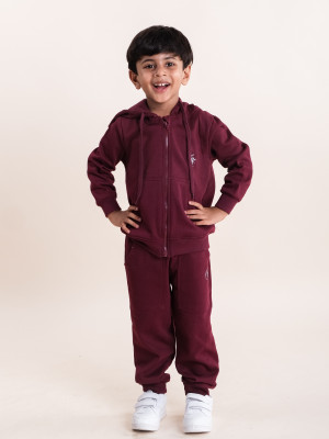 KiddoPanti Boys Casual Track Suit Track Suit(Maroon)