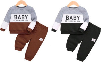 FORWARD FASHION Baby Boys & Baby Girls Party(Festive) T-shirt Trouser(Multicolor)