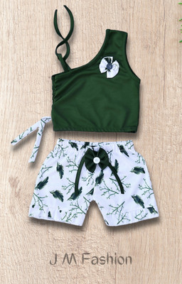 tony fashion Baby Girls Casual Top Shorts(GREEN)