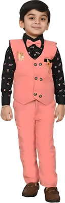 GUPTAECOMMERCE Boys Party(Festive) Waistcoat Bodysuit(CORAL PINK)