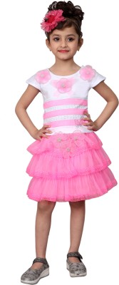 SKY HEIGHTS Girls Casual Top Skirt(Pink)