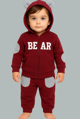 DelQueen Baby Boys Casual Track Suit Track Suit(Maroon)