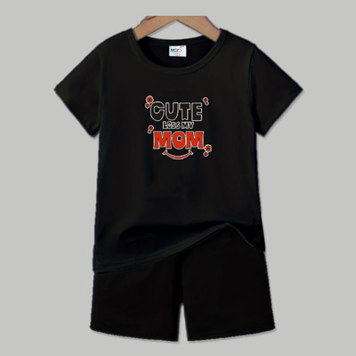 MGRS Baby Boys & Baby Girls Casual T-shirt Shorts(BLACK)