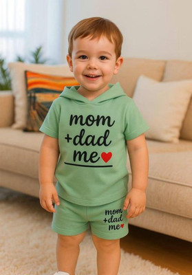 MUSNAHGARMENTS Baby Boys & Baby Girls Party(Festive) T-shirt Shorts(Mint Green)
