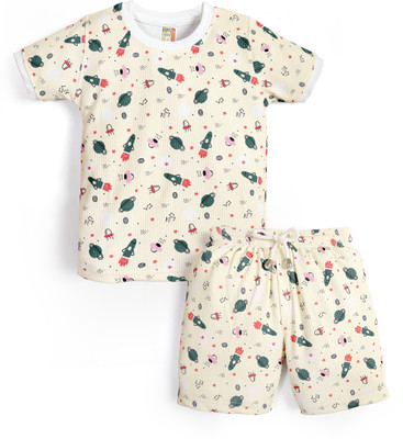 shyam sundar Baby Boys Casual T-shirt Shorts(Cream)
