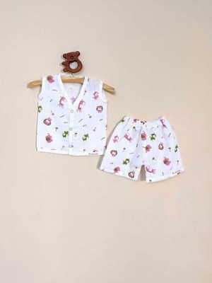 herbal baby Baby Boys & Baby Girls Jungle Book Casual Top Shorts(White)