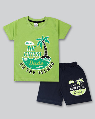 Mumbrella Baby Boys Casual T-shirt Shorts(MEDIUM GREEN)