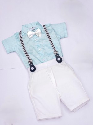 PINGAKSH LIFESTYLE Baby Boys Party(Festive) Dungaree Shirt, Shorts, Suspenders(BLUE LINE)