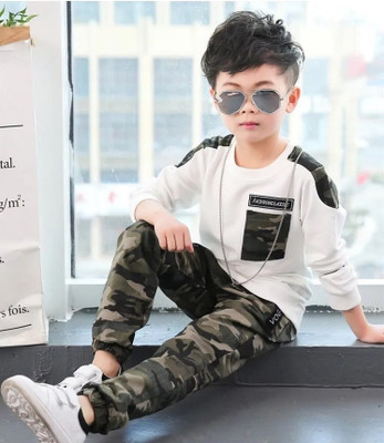 Kilimoli Boys Party(Festive) Track Pants T-shirt(White)