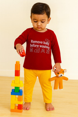 Piku Store Baby Boys & Baby Girls Casual T-shirt Pyjama(Red, Yellow)