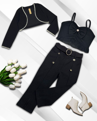 ADDYVERO Girls Party(Festive) Shrug Pant, Top(Black)