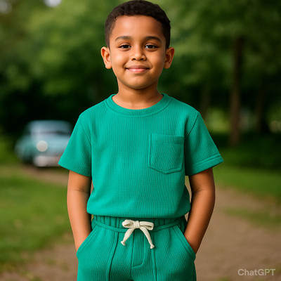 drstyleclue Boys Casual T-shirt Shorts(Green)