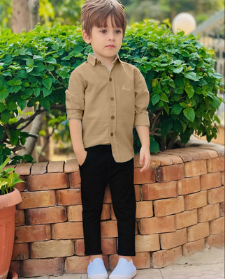 Nelkar Boys Party(Festive) Shirt Pant(CHIKU)