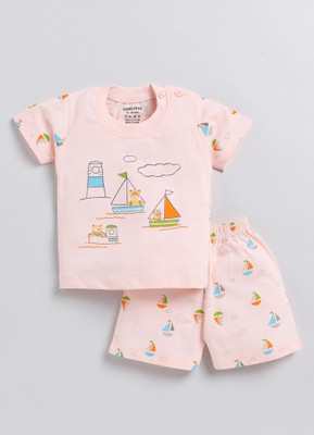 GIGGLY FOX Baby Boys Casual Top Pant(Peach)