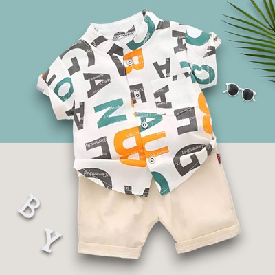 LittleRebel Baby Boys & Baby Girls Casual Shirt Shorts(ABCD_YELLOW)