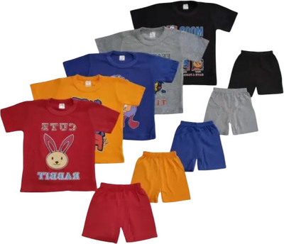 Zipwell Baby Boys & Baby Girls Motu Patlu Casual T-shirt Dress(Multi)