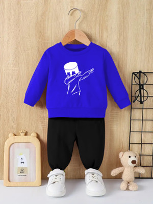 RetroTees Baby Boys Casual T-shirt Track Pants(Blue)