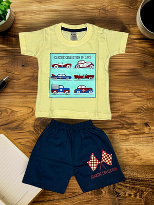 BDASCOLLECTION Baby Boys & Baby Girls Casual T-shirt Shorts(light yellow)