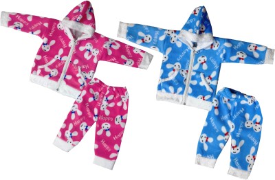 Siddhi Enterprises Baby Boys & Baby Girls Casual Jacket Pyjama(dark pink, blue)