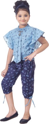 Chhitija Fashion Girls Casual Top Capri(Blue)