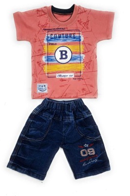 Saksham Boys Casual T-shirt Shorts(PEACH)