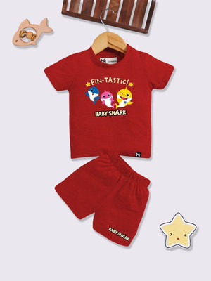 YK X Minute Mirth Boys & Girls Casual T-shirt Shorts(Red)