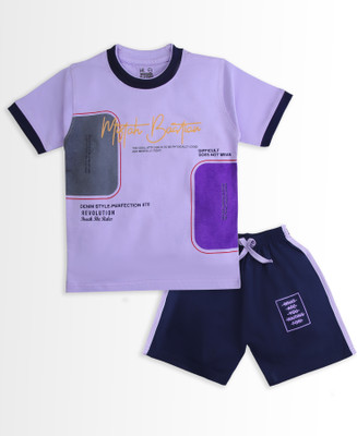 Wonder Klothes Boys Casual T-shirt Shorts(Violet)