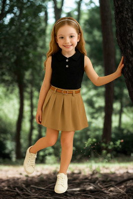 KRIYU CREATION Girls Party(Festive) Top Skirt(BLACK)