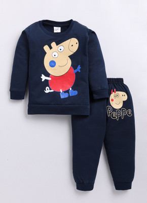 trndee Boys Casual T-shirt Track Pants(Navy)