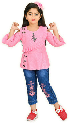 AllStarGarments Baby Girls Party(Festive) Top Pant(pink)
