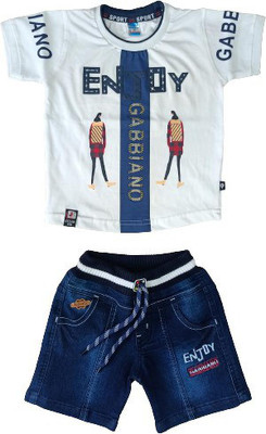 FASHION BOY Baby Boys & Baby Girls Casual T-shirt Shorts(White)