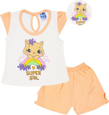 AMY Baby Girls Casual Top Shorts(ORANGE)