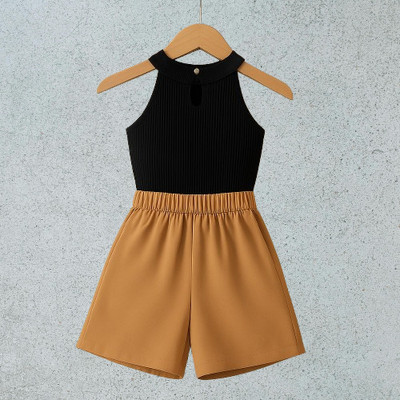 RIYANSHI Girls Casual Top Skirt(Black, Brown)