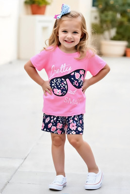 Cutevibe Baby Boys & Baby Girls Party(Festive) T-shirt Shorts(PINK)