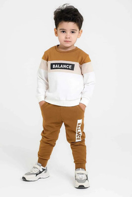 IFW Baby Boys & Baby Girls Party(Festive) T-shirt Track Pants(BROWN)